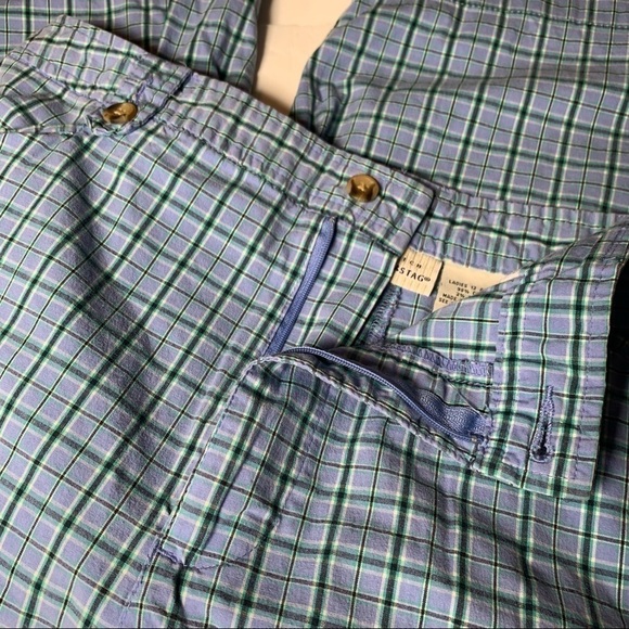 White Stag Pants - White Stag blue plaid stretch capris pants size 12